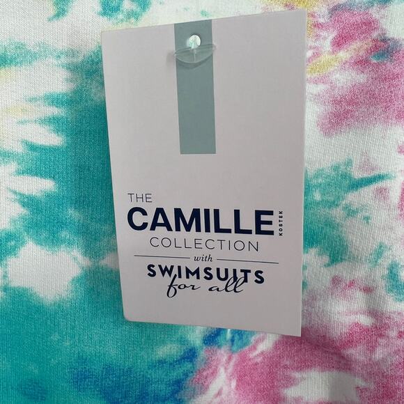 NWT Camille Kostek Size 1XL Rainbow Pastel Hoodie Beach Blouse Shirt Top Travel - Picture 5 of 8